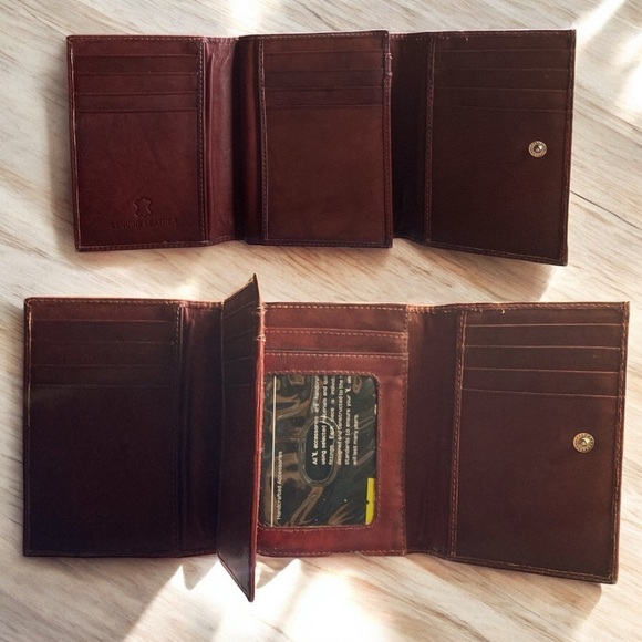 YL Genuine Brown Leather Tri-Fold Wallet GORPCORE 12 Card Slots Corpcore NEW - Picture 8 of 12